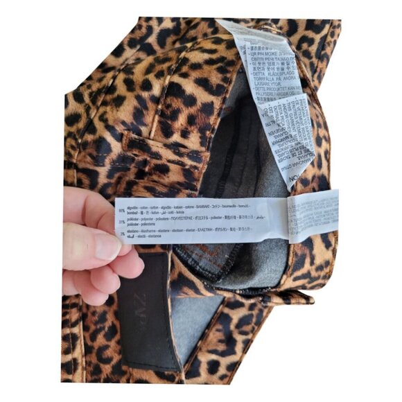 ZARA Leopard Print Stretchy Pants Size 2 - Picture 8 of 9
